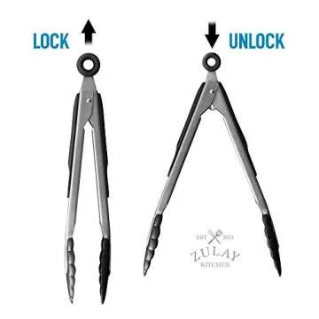 Zulay Premium Set of Stainless Steel Tongs for Cooking, Grilling and Barbecue - 12" Heavy Duty Silicone Tongs with Heat Resistant, Nonstick, Silicone Heads, Best for Non-Scratch Cookware