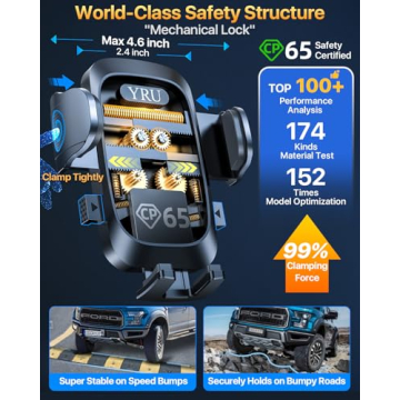 YRU Upgrade 80LBS Strong Suction Car Phone Holder