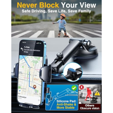 YRU Upgrade 80LBS Strong Suction Car Phone Holder