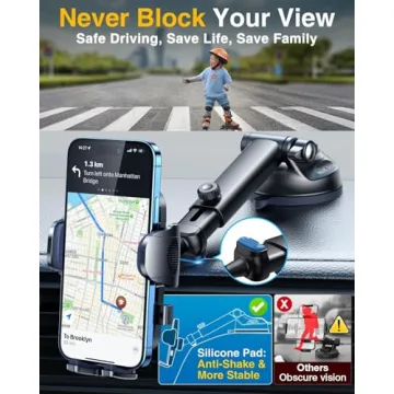 YRU Upgrade 80LBS Strong Suction Car Phone Holder