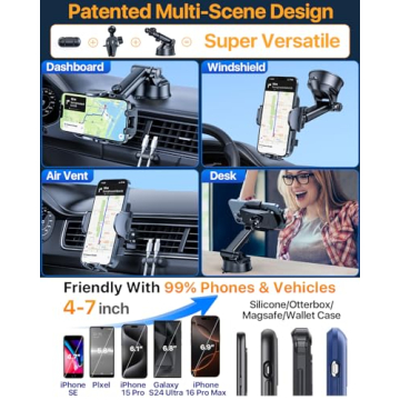 YRU Upgrade 80LBS Strong Suction Car Phone Holder