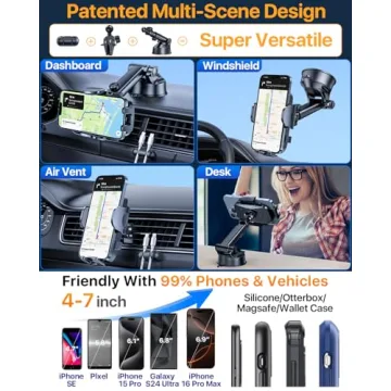 YRU Upgrade 80LBS Strong Suction Car Phone Holder