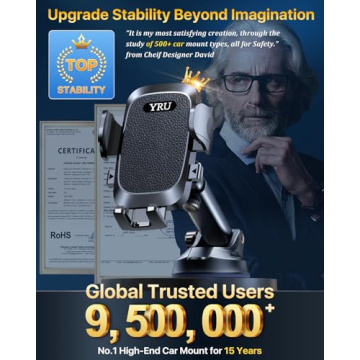 YRU Upgrade 80LBS Strong Suction Car Phone Holder