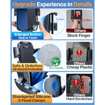 YRU Upgrade 80LBS Strong Suction Car Phone Holder