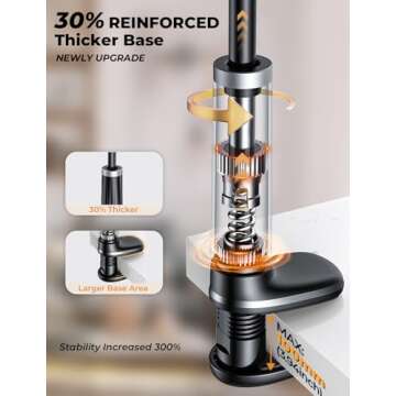 Gooseneck Phone Holder Tablet Stand for Bed:[Swivel Base] Adjustable Flexible Lazy Arm with 2 Clips Phone Tablet Holder Mount Compatible iPad Pro Air Mini | Kindle | Switch or Other 4-12.9" Device