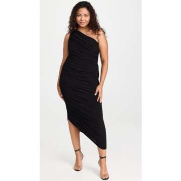 Norma Kamali Women's Diana Gown - Elegant Black with Asymmetric Hem