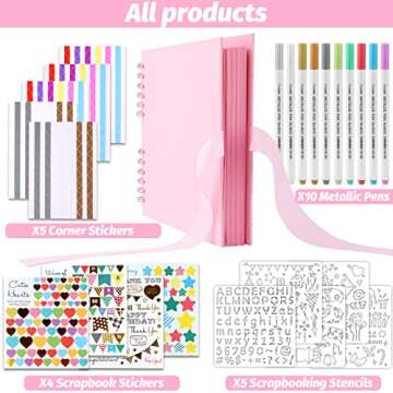 Gotideal 80 Pages Scrapbook Album with 10 Metallic Markers, Craft Paper Photo Album for Wedding and ...