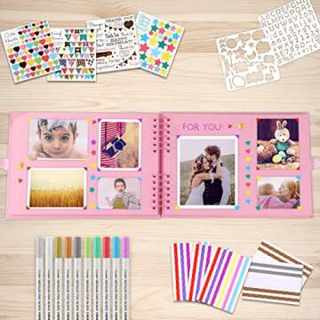 Gotideal 80 Pages Scrapbook Album with 10 Metallic Markers