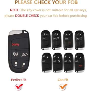 OFFCURVE Key Fob Cover with Keychain for Jeep Dodge, Key Cover Case for Jeep Grand Cherokee Renegade...