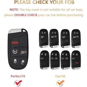 OFFCURVE Key Fob Cover with Keychain for Jeep Dodge, Key Cover Case for Jeep Grand Cherokee Renegade...