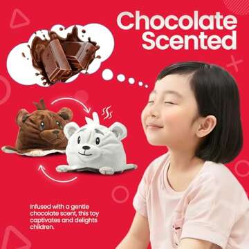Reversible Toy Plush for Girls & Boys, Educational Mood Regulating Plushie Teddy Bear, Chocolate Sce...