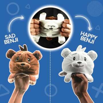 Reversible Toy Plush for Girls & Boys, Educational Mood Regulating Plushie Teddy Bear, Chocolate Scented Benji The Bear Realistic Stuffed Animal for Babies, Toddlers, Preschool, Kindergarten
