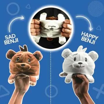 Reversible Toy Plush for Girls & Boys, Educational Mood Regulating Plushie Teddy Bear, Chocolate Scented Benji The Bear Realistic Stuffed Animal for Babies, Toddlers, Preschool, Kindergarten