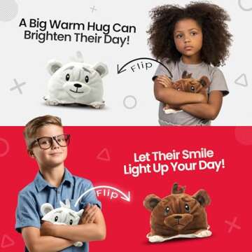 Reversible Toy Plush for Girls & Boys, Educational Mood Regulating Plushie Teddy Bear, Chocolate Scented Benji The Bear Realistic Stuffed Animal for Babies, Toddlers, Preschool, Kindergarten