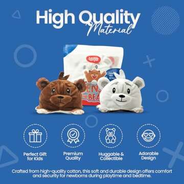 Reversible Toy Plush for Girls & Boys, Educational Mood Regulating Plushie Teddy Bear, Chocolate Scented Benji The Bear Realistic Stuffed Animal for Babies, Toddlers, Preschool, Kindergarten