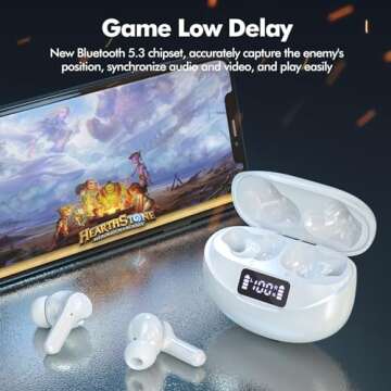 Bcaikair Wireless Earbuds with Bluetooth 5.3 & LED Display