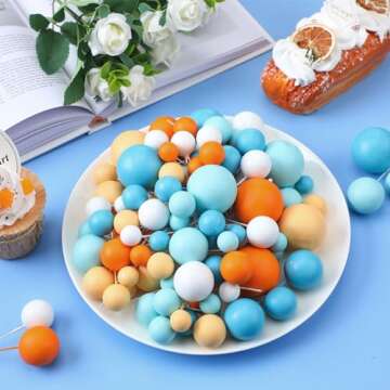 Tondiamo 108 Pcs Balls Cake Topper Balloons Cupcake Topper DIY Cake Insert Topper Foam Cake Balls Ba...
