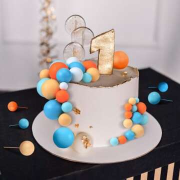 Tondiamo 108 Pcs Balls Cake Topper Balloons Cupcake Topper DIY Cake Insert Topper Foam Cake Balls Baking Decoration for Wedding Anniversary Birthday (Fresh Colors, Multi Sizes)