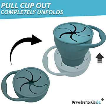 BraveJusticeKidsCo | Snack Attack Snack Cup | Collapsible Silicone Snack Container | Toddler and Bab...