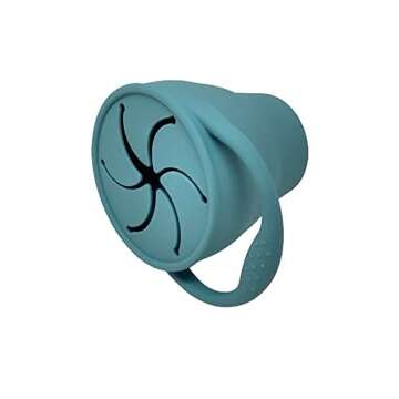 BraveJusticeKidsCo | Snack Attack Snack Cup | Collapsible Silicone Snack Container | Toddler and Baby Snack Catcher Lid (Citadel)