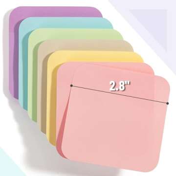 Mr. Pen- Sticky Note Set, 12 Pads, 720 Sheets, 2.8" x 2.8", 6 Pastel Color, Round Corner Colored Sticky Notes, Colorful Sticky Note, Sticky Pads, Colorful Sticky Notes, Stick Notes, Sticky Note Pad