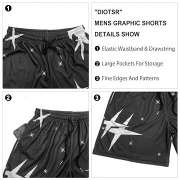 Shop DIOTSR Mens Retro Casual Graphic Shorts Online