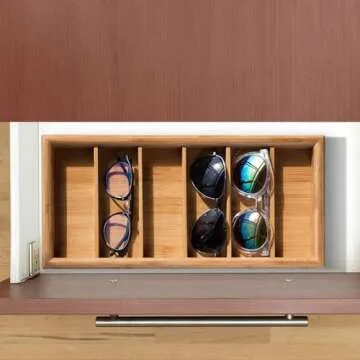 Stylish Bamboo Sunglasses Organizer with 6 Compartments
