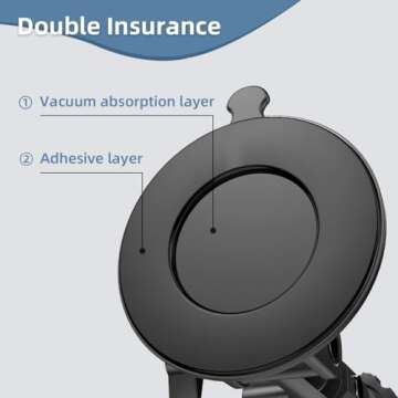 Strong Phone Suction Mount for Windshield/Window/Dashboard, Car Phone Holder Mount Compatible with iPhone 13/13 pro/13 Pro Max, iPhone 12/11/X, Samsung, etc. (Black)