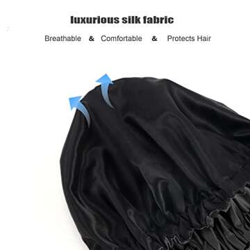 Amamba Shower Caps, Silk Lined Shower Cap for Women,Reusable,Adjustable Size, Washable & Waterproof,...