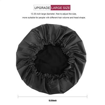 Amamba Shower Caps, Silk Lined Shower Cap for Women,Reusable,Adjustable Size, Washable & Waterproof,Large Satin Shower Cap-Black