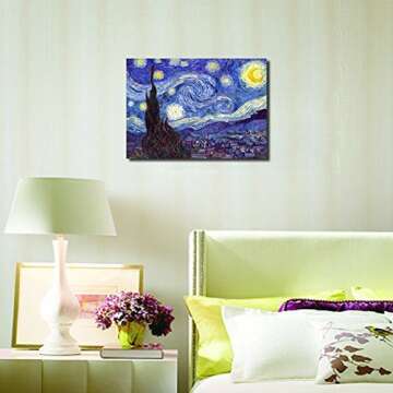 Wieco Art Starry Night Canvas Print of Van Gogh Oil Paintings Reproduction Modern Canvas Print Artwo...