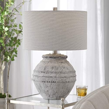 Rustic Ceramic Table Lamp with Distressed Finish