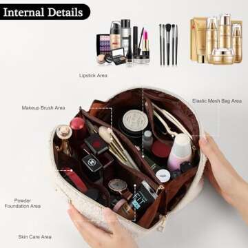 YOOLIFE Girl Gifts - Travel Gifts for Girl, 5 6 7 8 9 10 11 12 Year Old Girl Gifts, Teen Girl Gifts Trendy Stuff, My Girl Gifts, Preppy Makeup Bag, Personalized Makeup Bag Initial Gifts Idea White J