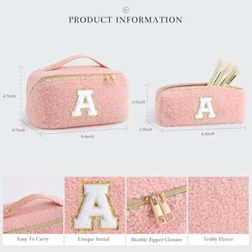 YOOLIFE Girl Gifts - Travel Gifts for Girl, 5 6 7 8 9 10 11 12 Year Old Girl Gifts, Teen Girl Gifts Trendy Stuff, My Girl Gifts, Preppy Makeup Bag, Personalized Makeup Bag Initial Gifts Idea White J