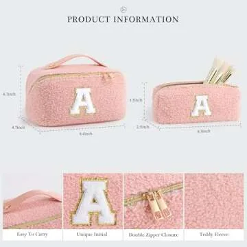 YOOLIFE Girl Gifts - Travel Gifts for Girl, 5 6 7 8 9 10 11 12 Year Old Girl Gifts, Teen Girl Gifts Trendy Stuff, My Girl Gifts, Preppy Makeup Bag, Personalized Makeup Bag Initial Gifts Idea White J