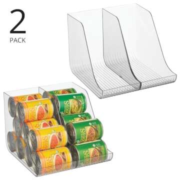 mDesign Plastic Beverage Storage Can/Bottle Dispenser for Kitchen, Fridge, Freezer, Pantry, Organize...