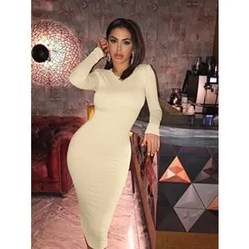 XXTAXN Women's Khaki Bodycon Midi Pencil Dress