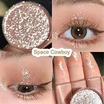 Jutqut Shimmer Glitter Eyeshadow Palette - Sparkle Champagne Gold Eye Shadow Bling Korean Eye Glitter Foil, Pigmented, Long Lasting & Ultra-Blendable for Glitter Eye Makeup