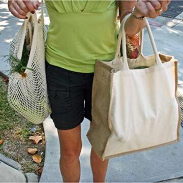 Simple Ecology Reusable Farmers Market Shopping 6 Bag Gift or Starter Set, Durable, Organic Cotton a...