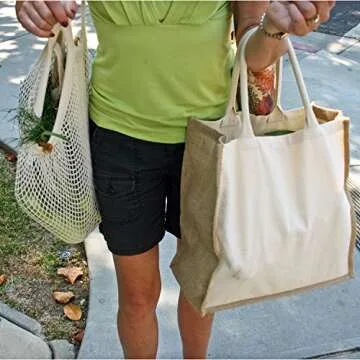 Simple Ecology Reusable Farmers Market Shopping 6 Bag Gift or Starter Set, Durable, Organic Cotton a...