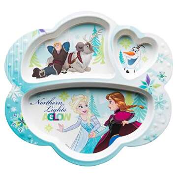 Zak Designs Frozen Dinnerware 3-Section Plate & Utensil Set for Kids - Durable, BPA-Free