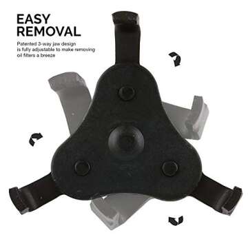 Neiko 03421A Two Way Universal Adjustable Oil Filter Wrench | 3-Jaw Design | 3/8" Square Drive Socket | Includes 1/2" Adaptor | Automotive Tool