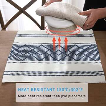 LUFEIJIASHI Elegant Thick Woven Placemats for Dining Table Decor - Set of 6