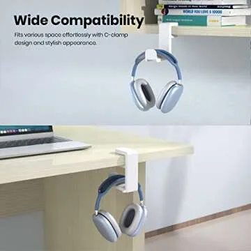 Adjustable EURPMASK Rotating Headphone Holder for Desk
