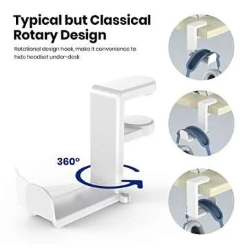 Adjustable EURPMASK Rotating Headphone Holder for Desk