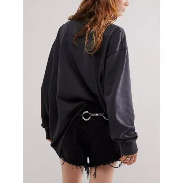 Leyajedol Women Oversized Graphic Sweatshirt Long Sleeve Tiger Printed Shirt Pullover Y2k Aesthetic Tops Fall Streetwear(Grey,L)