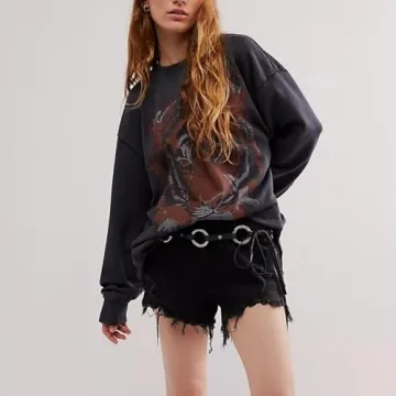 Leyajedol Women Oversized Graphic Sweatshirt Long Sleeve Tiger Printed Shirt Pullover Y2k Aesthetic Tops Fall Streetwear(Grey,L)