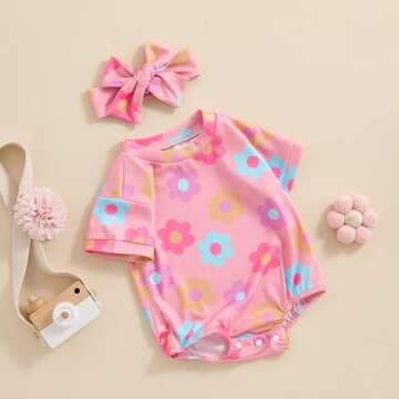 Cute FYBITBO Floral Summer Romper for Baby Girls