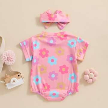 Cute FYBITBO Floral Summer Romper for Baby Girls