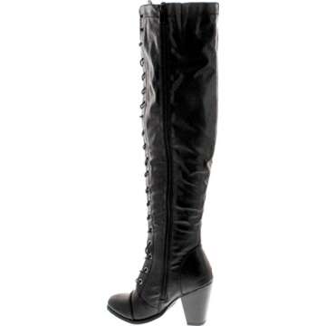 Forever Camila-48 Womens Chunky Heel Lace Up Over The Knee High Riding Boots,Black,10